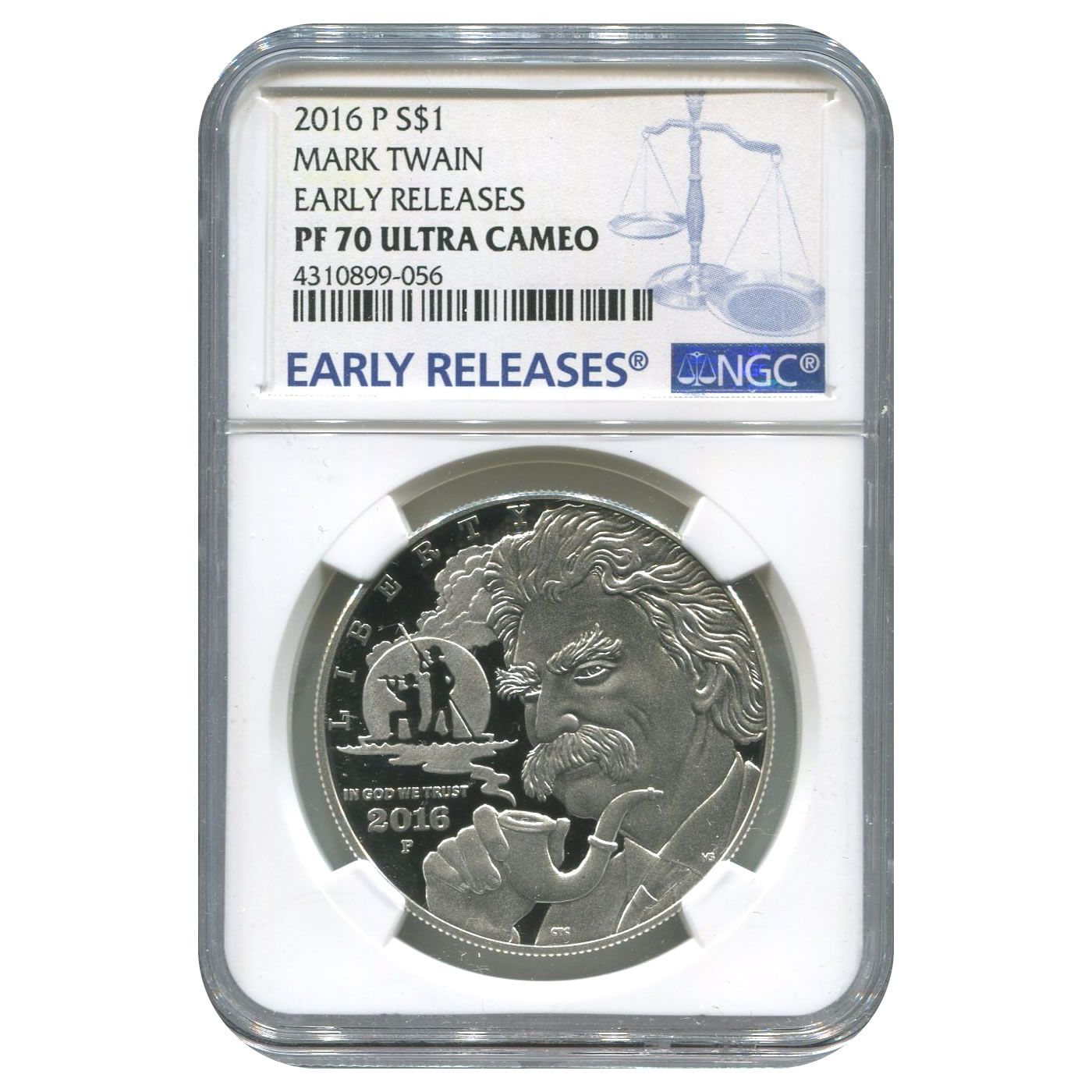 Certified Commemorative Dollar 2016-P Mark Twain PF70 NGC Early Release