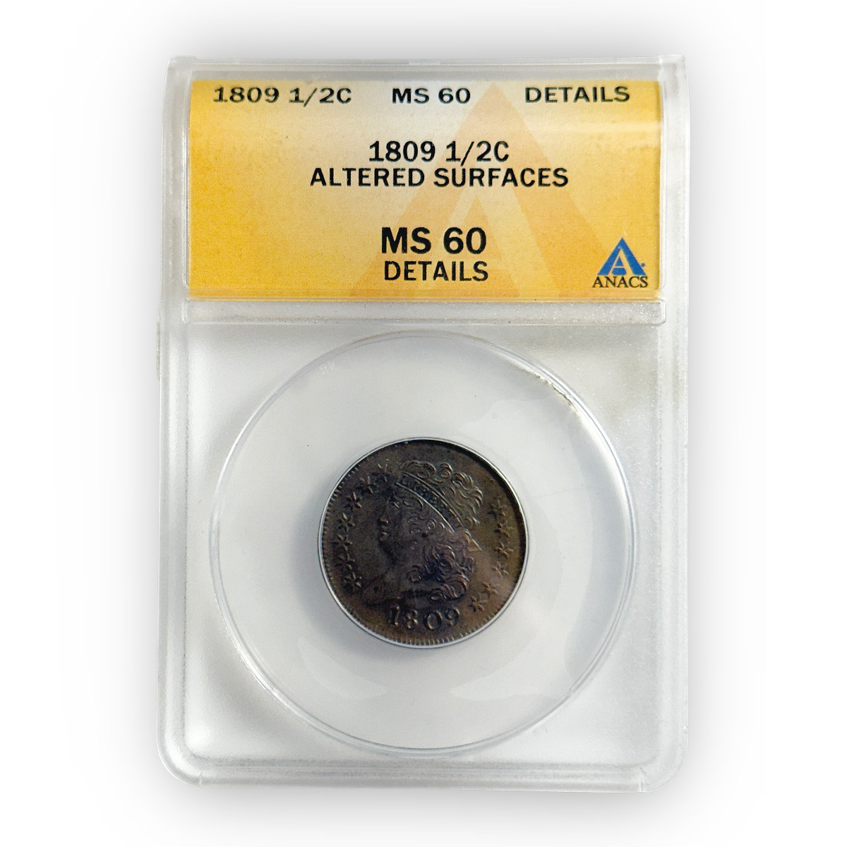 Certified Half Cent 1809 MS60 details ANACS
