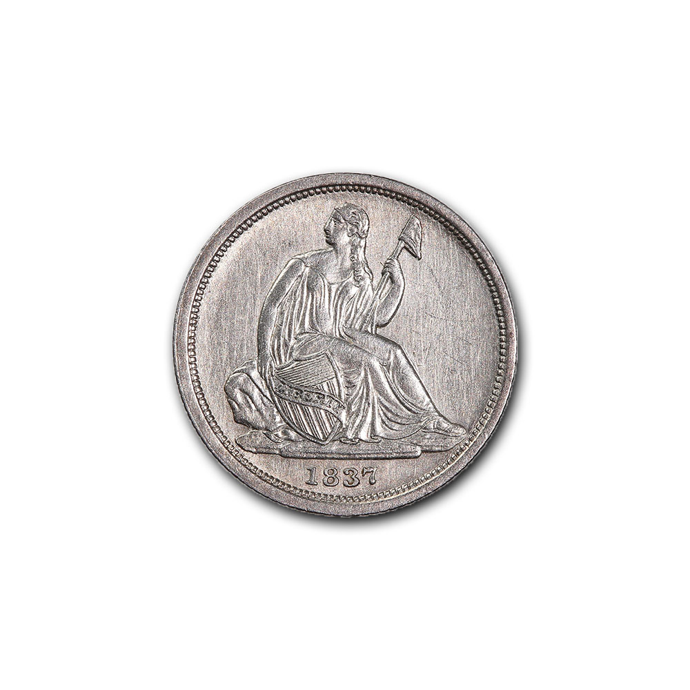 Seated Liberty Dime 1837 Almost Uncirculated
