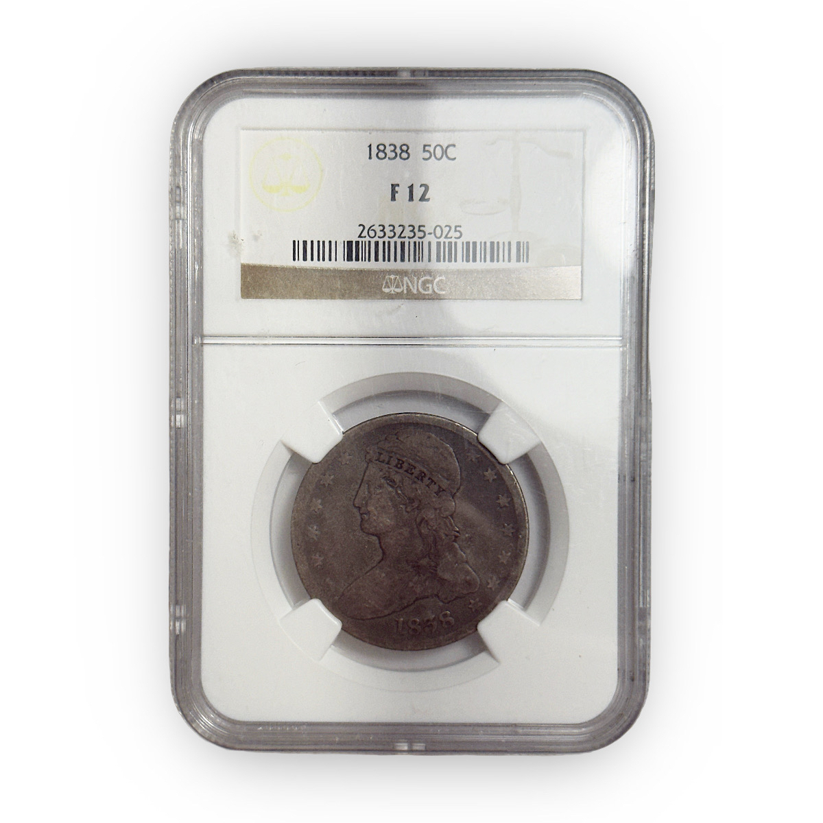 Certified Bust Half Dollar 1838 F12 NGC