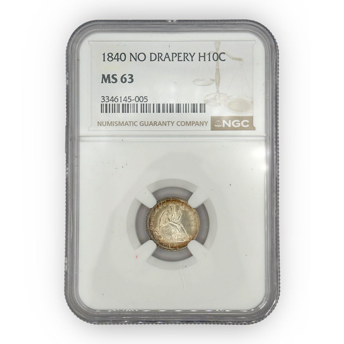 Certified Seated Half Dime 1840 MS63 No Drapery NGC