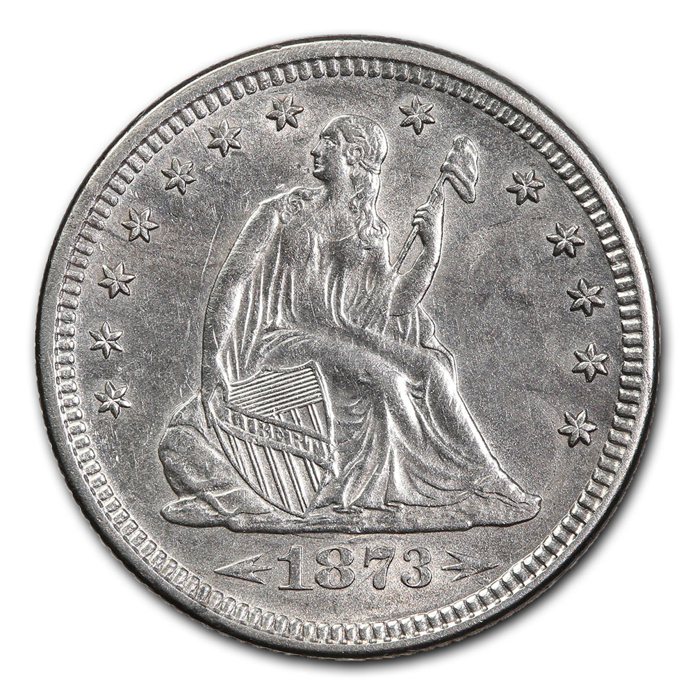 Seated Liberty Quarter Uncirculated 1873 Arrows