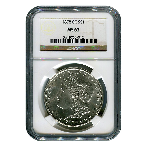 Certified Morgan Silver Dollar 1878-CC MS62 NGC