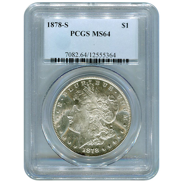 Certified Morgan Silver Dollar 1878-S MS64 PCGS