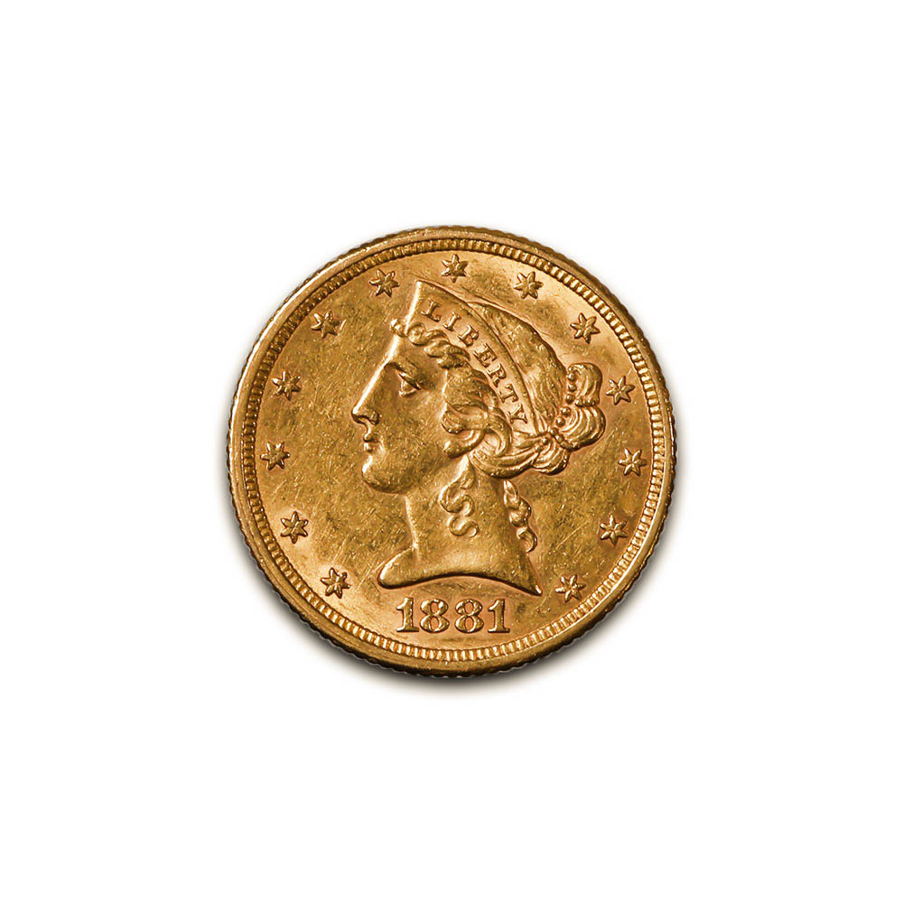 US $5 Liberty Gold Coins XF 1881