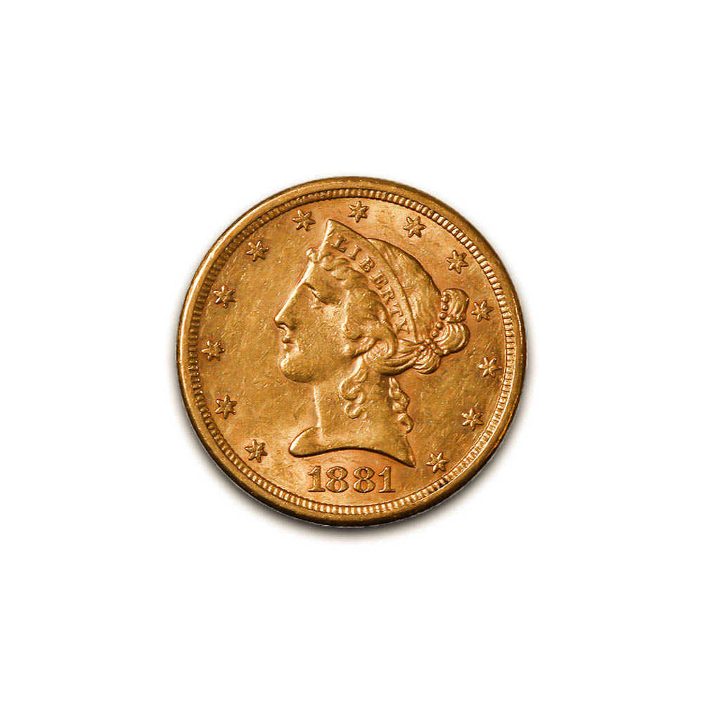 US $5 Liberty Gold Coins XF 1881-S