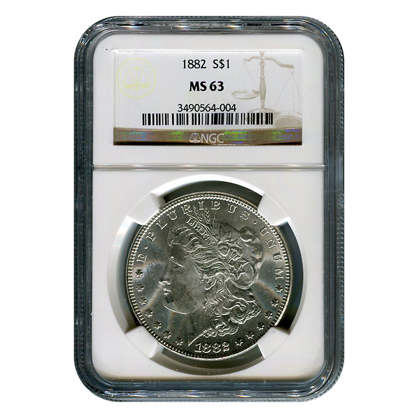 Certified Morgan Silver Dollar 1882 MS63 NGC