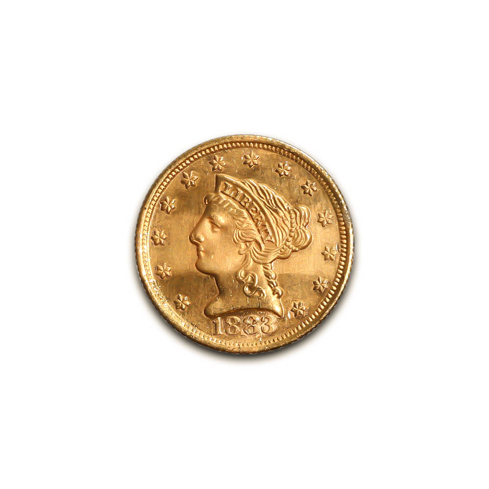 $2.5 Gold Liberty 1883 AU Details "Out of Jewelry"