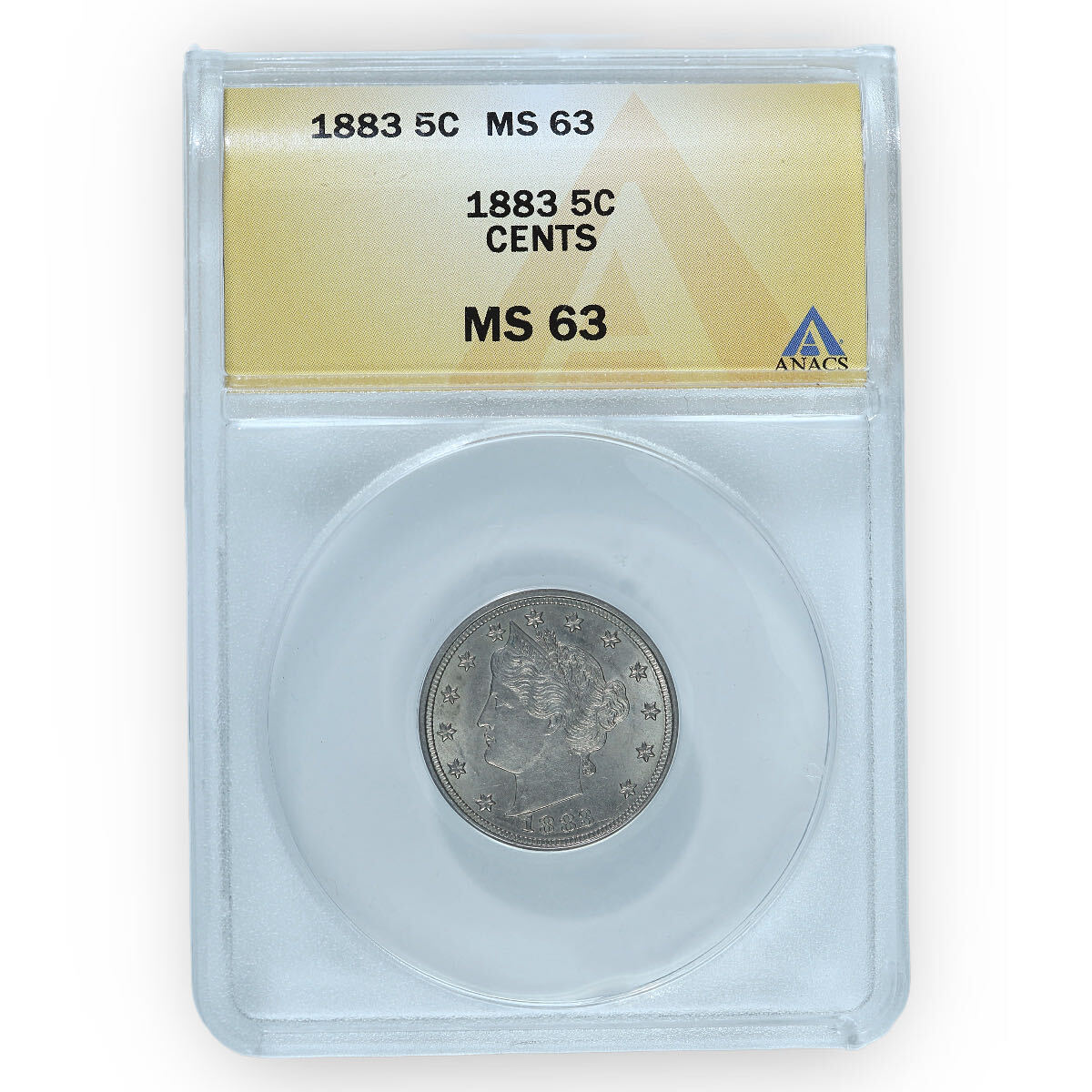 Certified Liberty Nickel 1883 with Cents MS63 ANACS