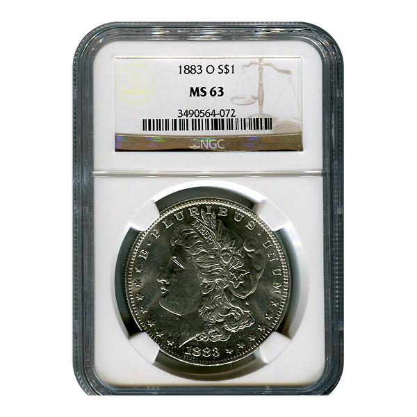 Certified Morgan Silver Dollar 1883-O MS63 NGC