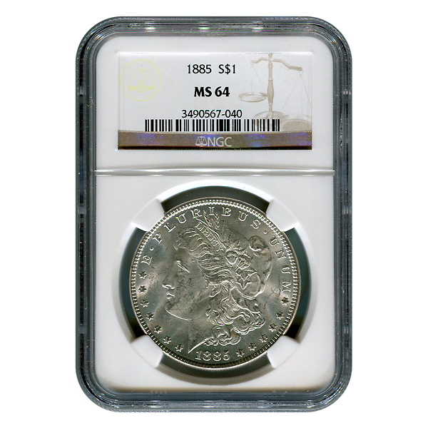Certified Morgan Silver Dollar 1885 MS64 NGC