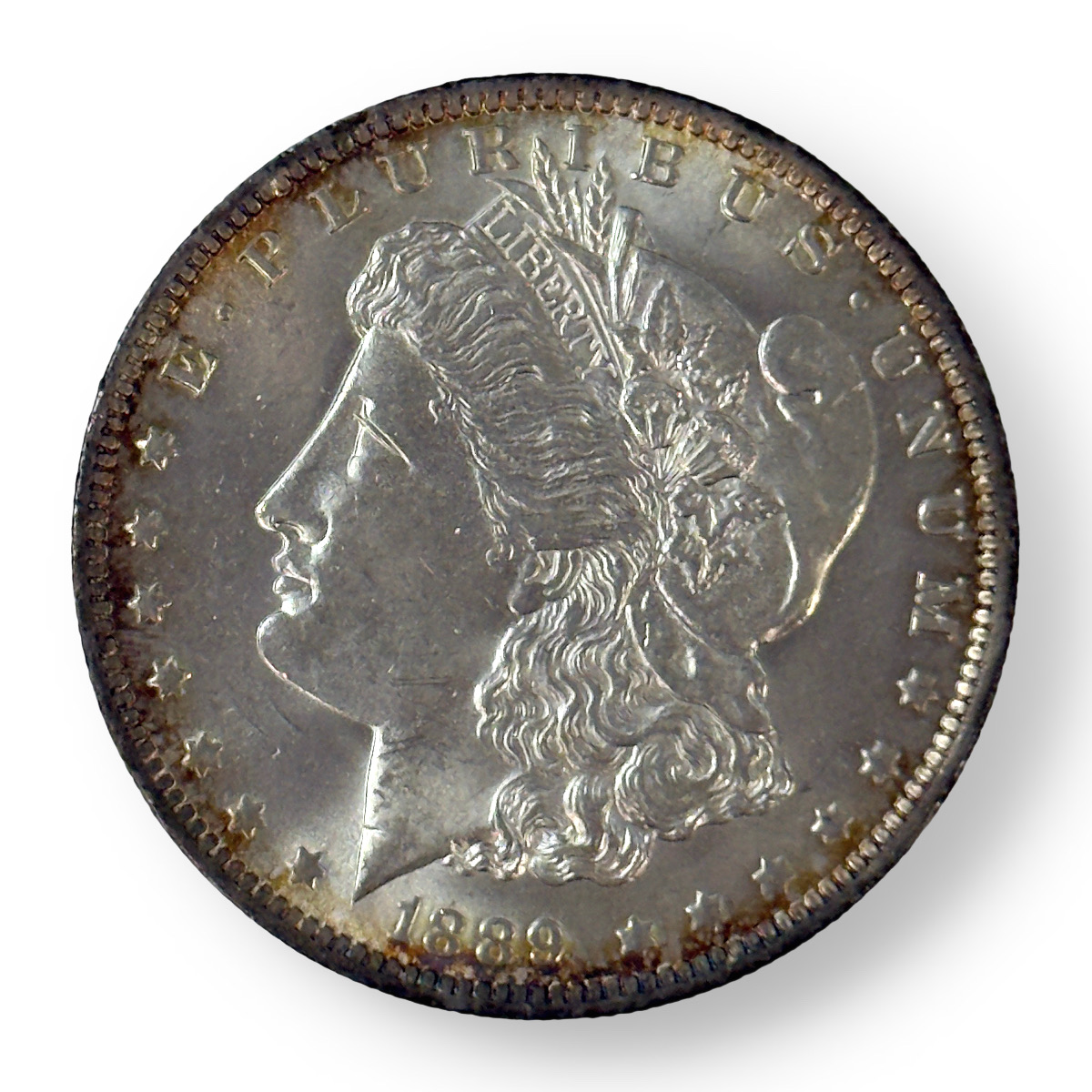 Morgan Silver Dollar Uncirculated 1889-O Peripheral Toning