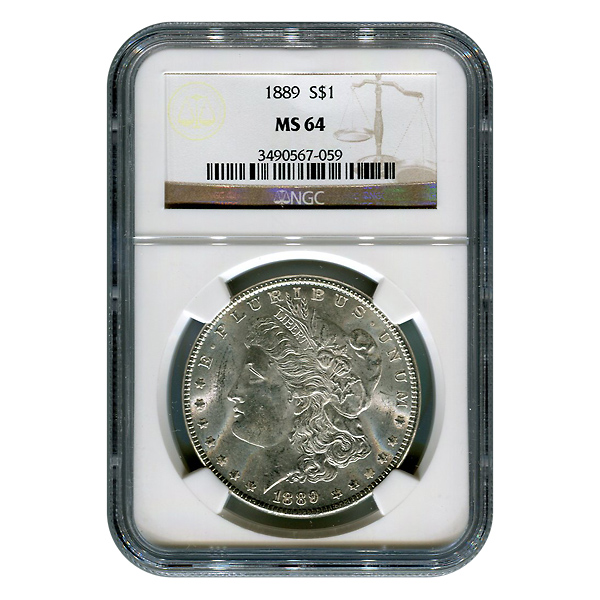 Certified Morgan Silver Dollar 1889 MS64 NGC
