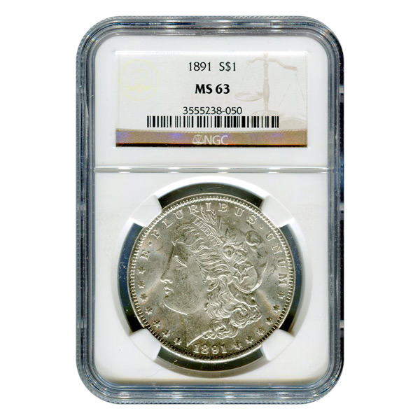 Certified Morgan Silver Dollar 1891 MS63 NGC