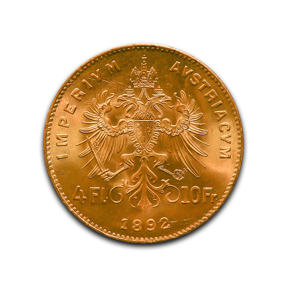 Austria 4 Florin-10 Francs 1892 BU Restrike