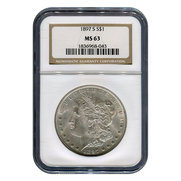 Certified Morgan Silver Dollar 1897-S MS63 NGC