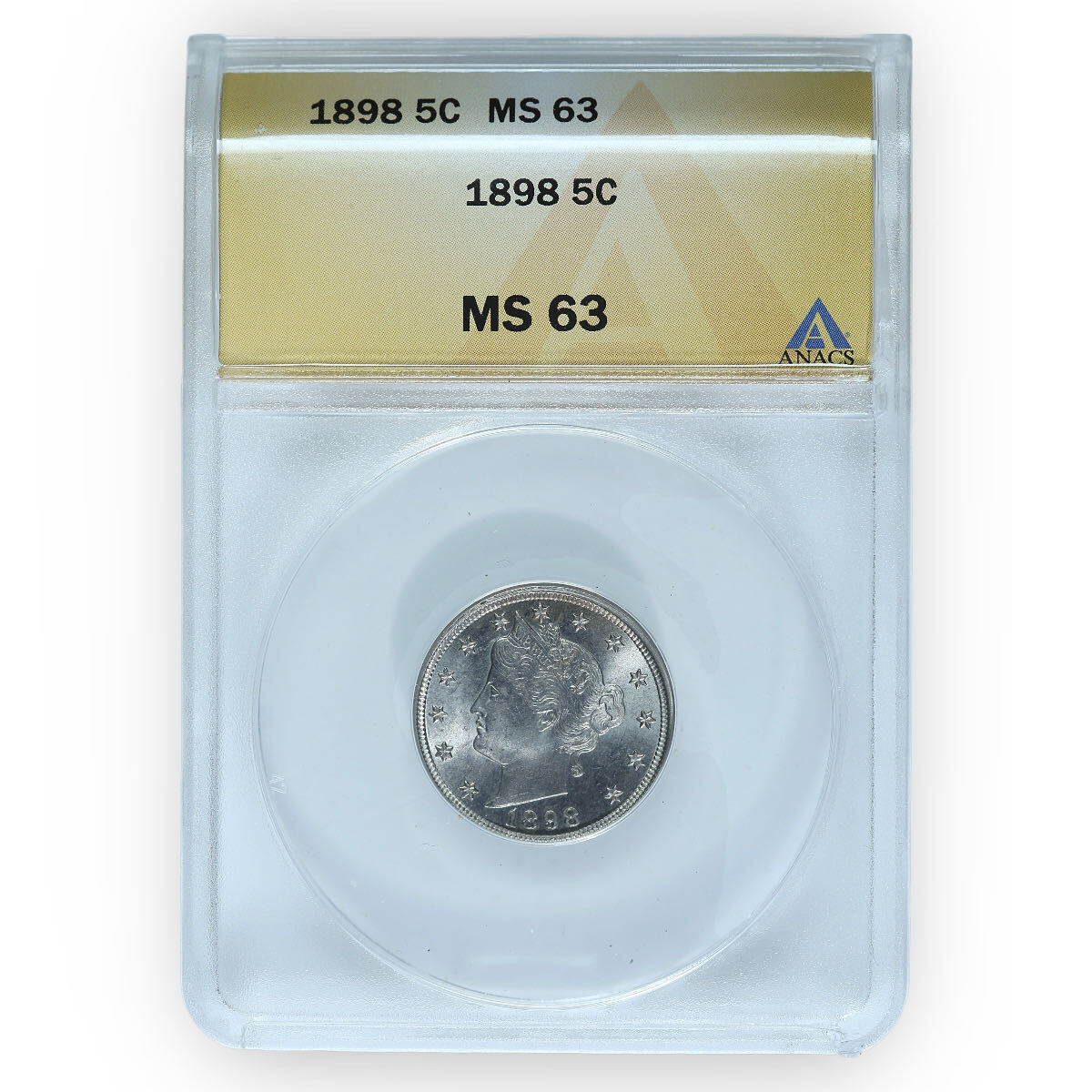 Certified Liberty Nickel 1898 MS63 ANACS