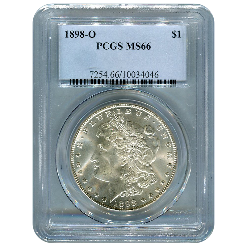 Certified Morgan Silver Dollar 1898-O MS66 PCGS