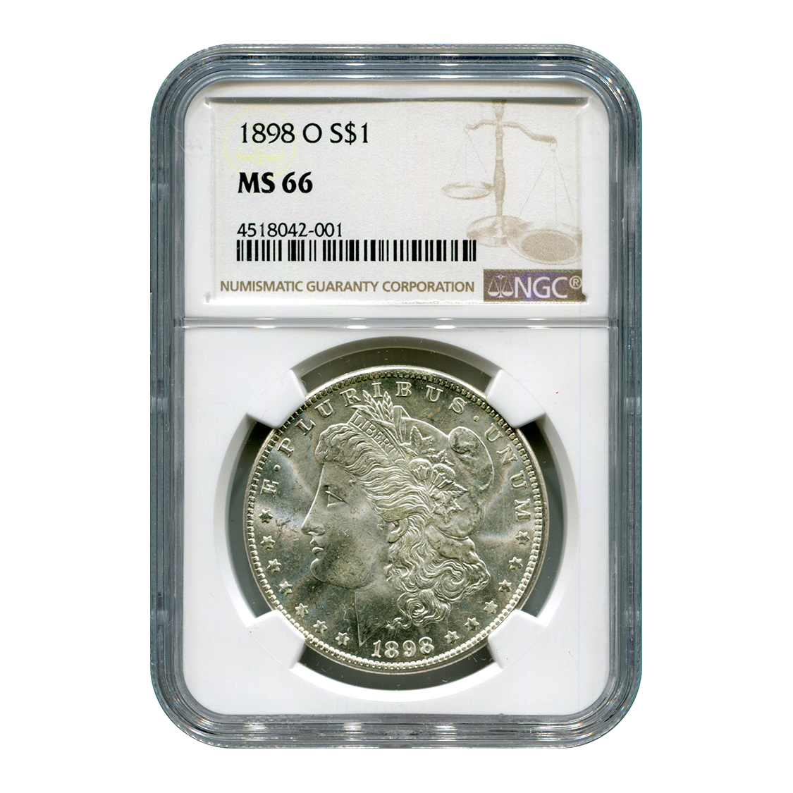 Certified Morgan Silver Dollar 1898-O MS66 NGC