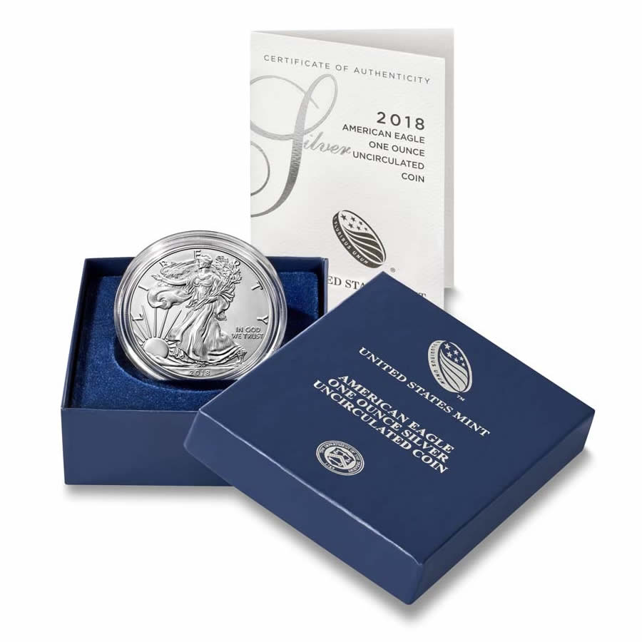 Burnished 2018-W Silver Eagle Original Mint Box