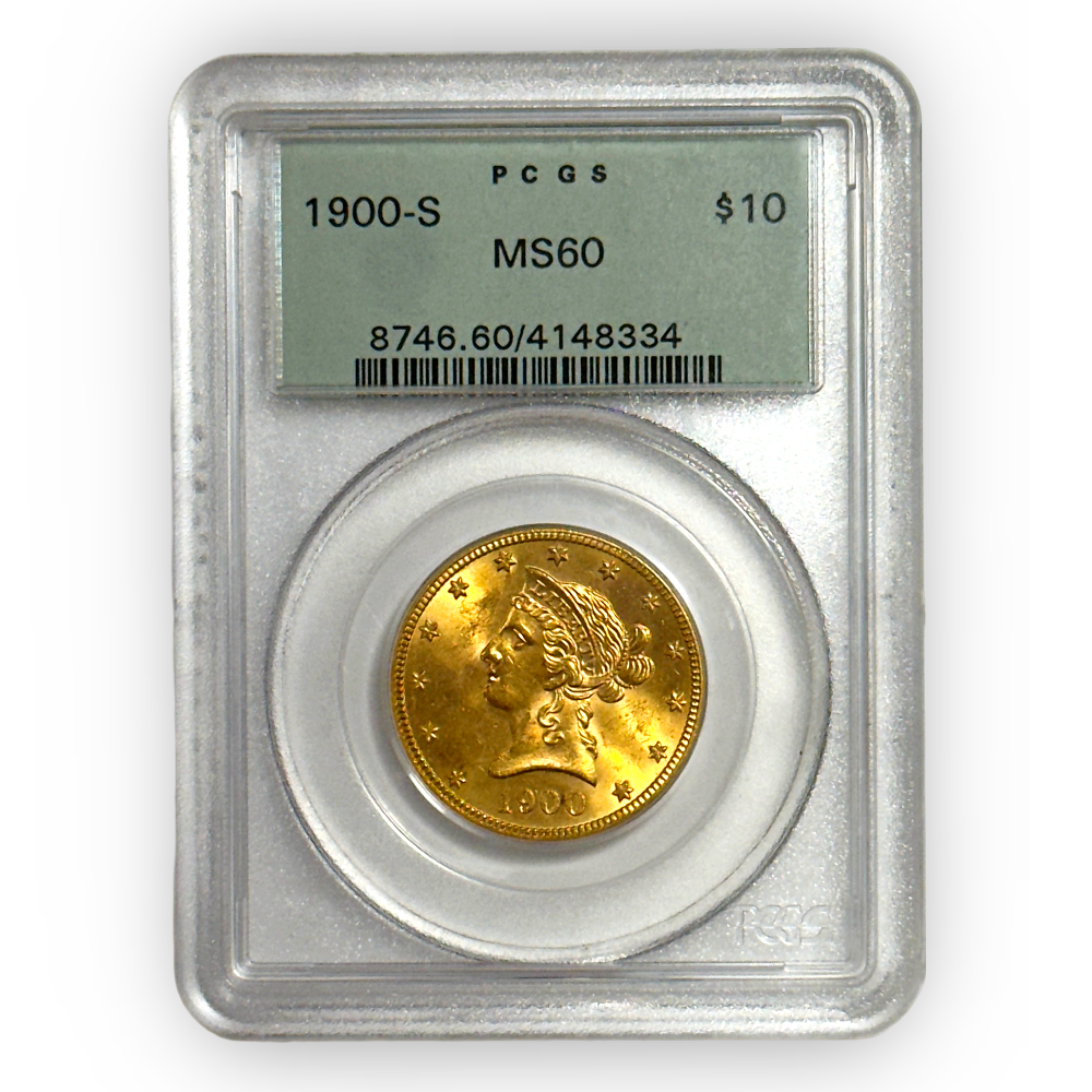 Certified US Gold $10 Liberty MS60 1900-S PCGS