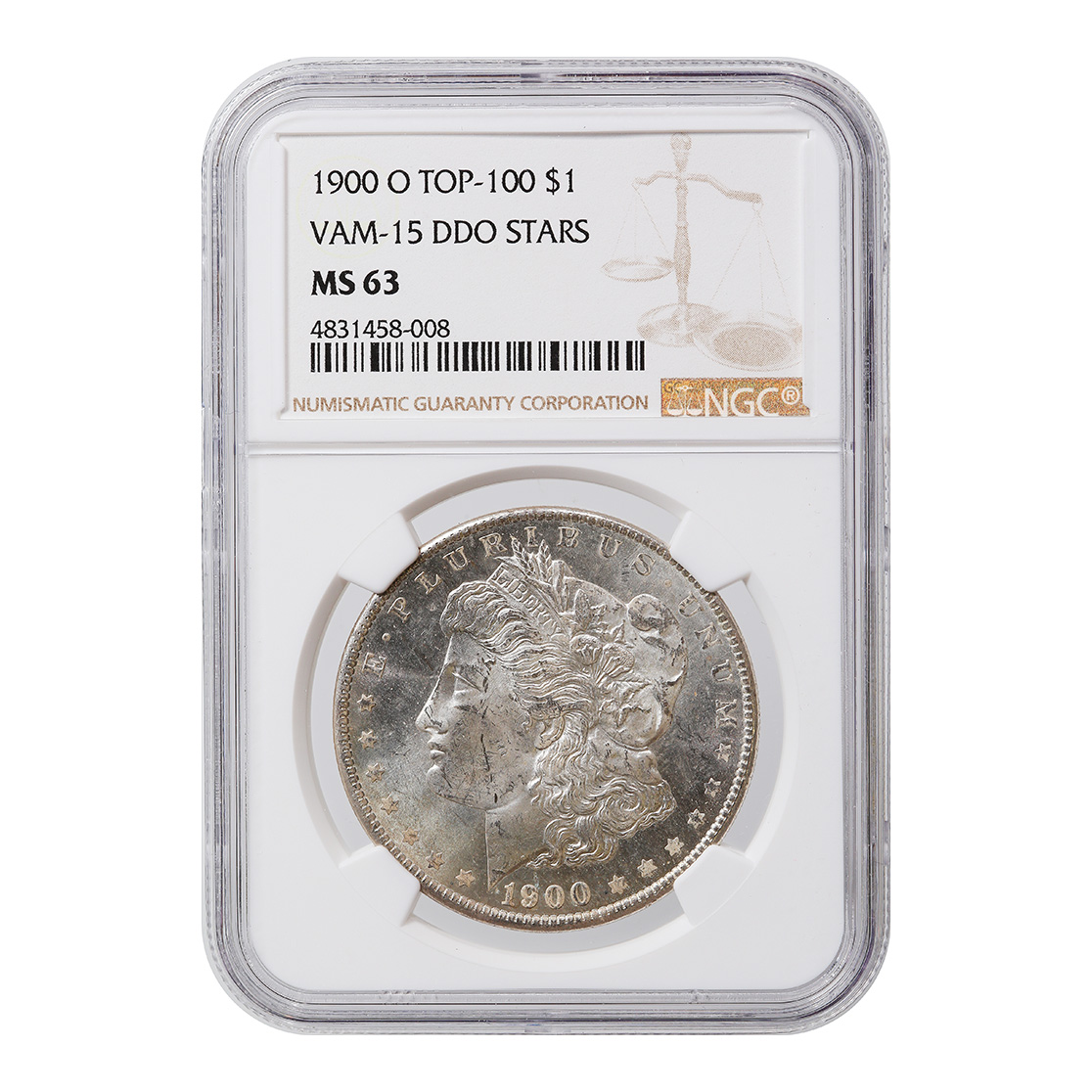 Certified Morgan Silver Dollar 1900-O Top 100 VAM-15 DDO Stars MS63 NGC