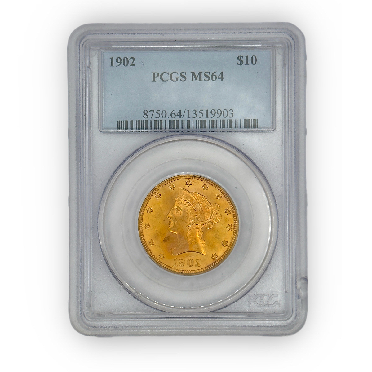 Certified US Gold $10 Liberty MS64 1902 PCGS