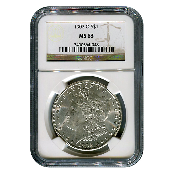 Certified Morgan Silver Dollar 1902-O MS63 NGC
