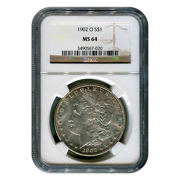 Certified Morgan Silver Dollar 1902-O MS64 NGC