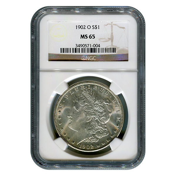 Certified Morgan Silver Dollar 1902-O MS65 NGC