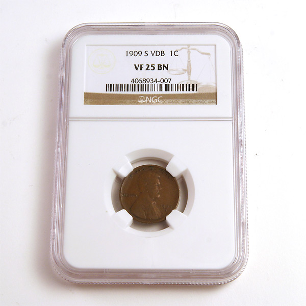 Certified Lincoln Cent 1909-S VDB VF25 BN NGC (2)