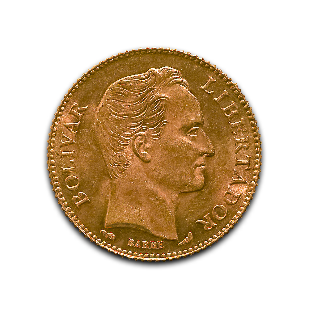 Venezuela 20 bolivares gold 1879-1912