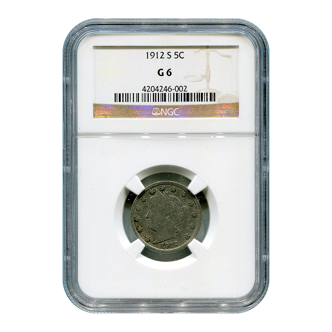 Certified Liberty Nickel 1912-S G6 NGC