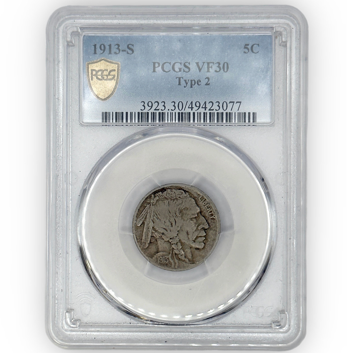 Certified Buffalo Nickel 1913-S Type 2 VF30 PCGS