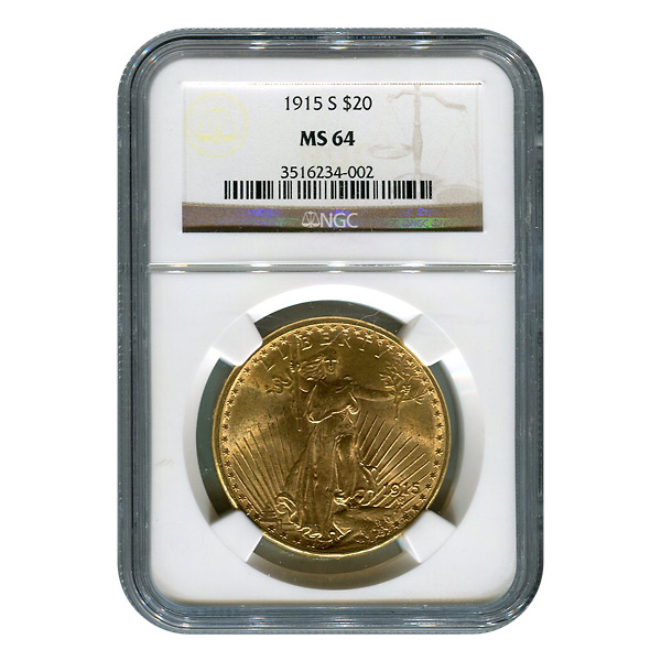 Certified $20 St Gaudens 1915-S MS64 NGC
