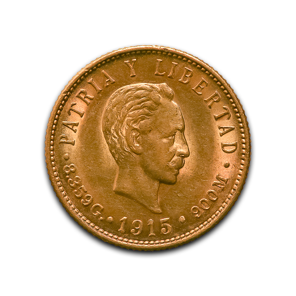 Cuba 5 pesos gold 1915-1916 AU