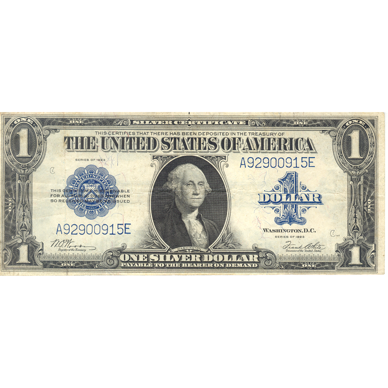 1923 $1 large size silver certificate F-VF