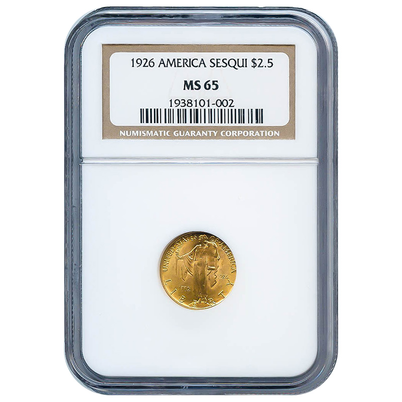 Certified Commemorative 2.5 Gold Sesqui 1926 MS65 NGC
