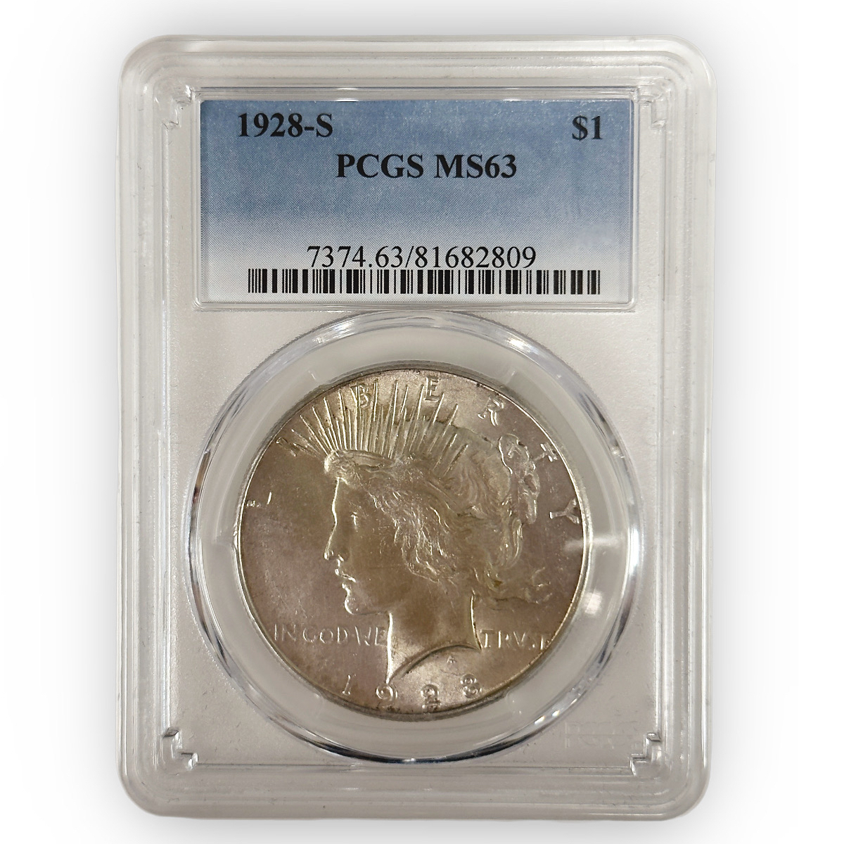 Certified Peace Silver Dollar 1928-S MS63 PCGS