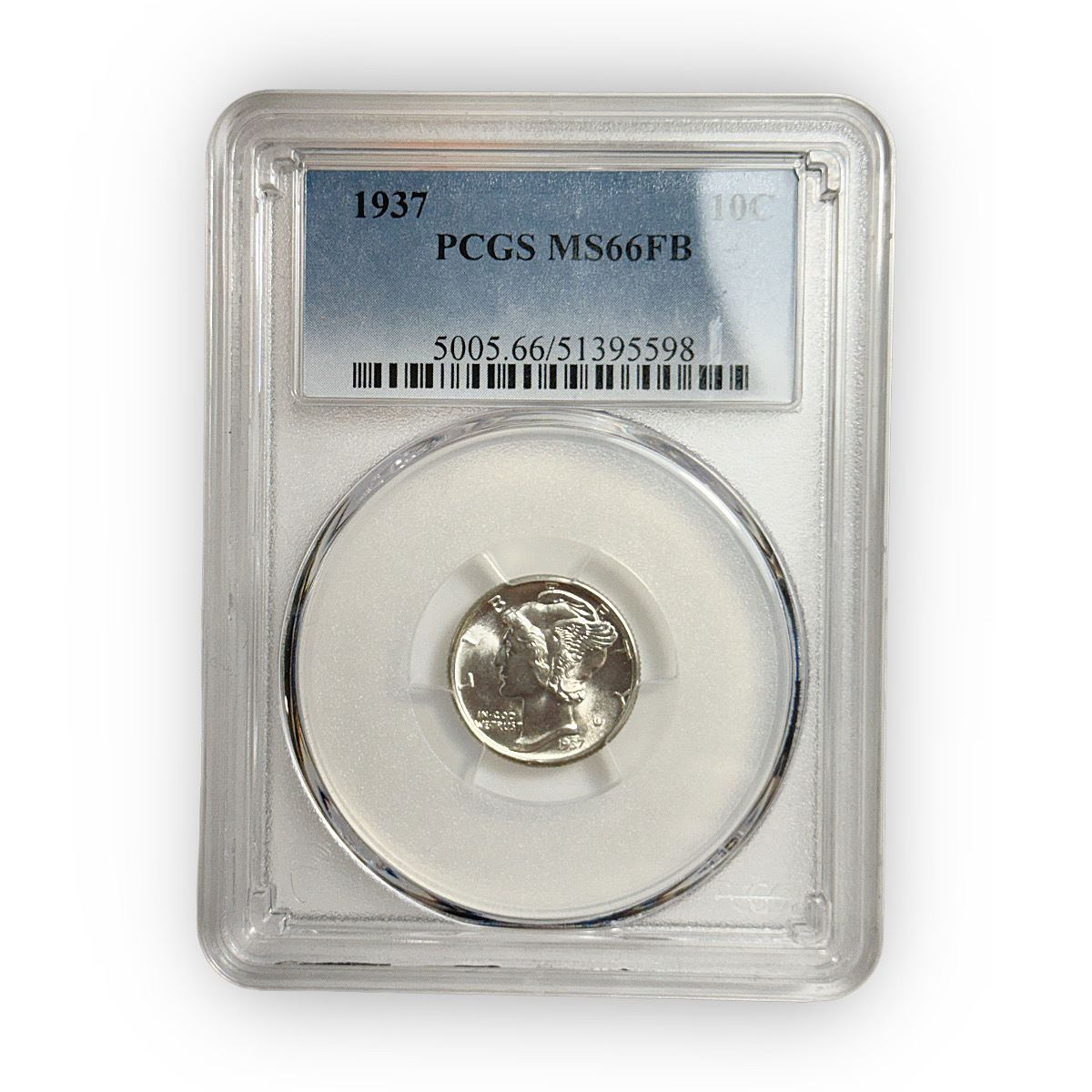 Certified Mercury Dime 1937 MS66FB PCGS