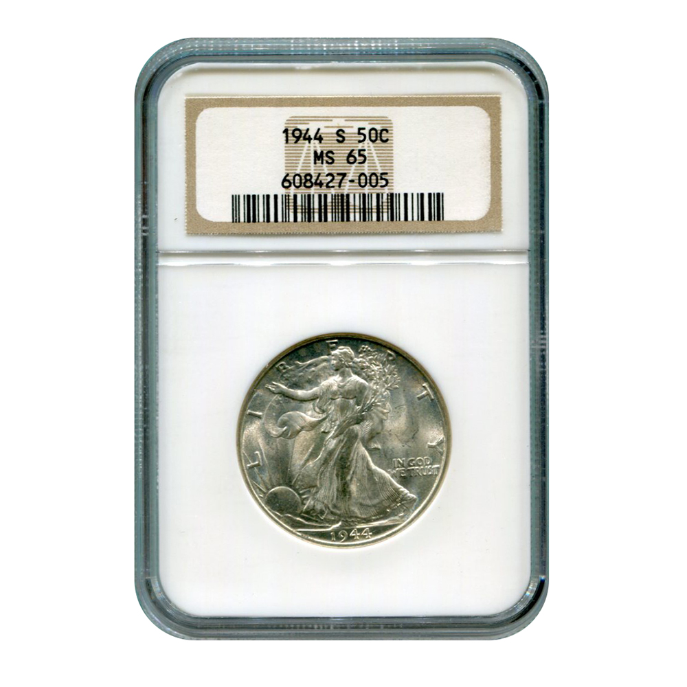 Certified Walking Liberty Half Dollar 1944-S MS65 NGC