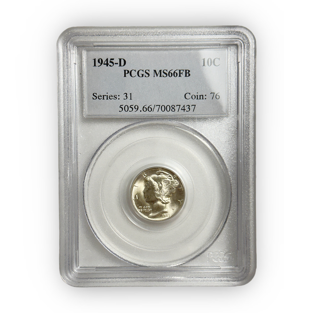 Certified Mercury Dime 1945-D MS66FB PCGS