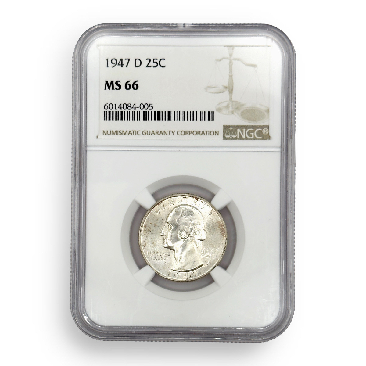 Certified Washington Quarter 1947-D MS66 NGC