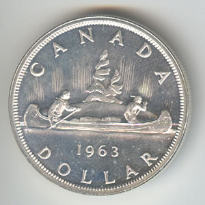 1963 Canada $1 Silver Dollars KM# 54 Uncirculated 1 Coin Only 
