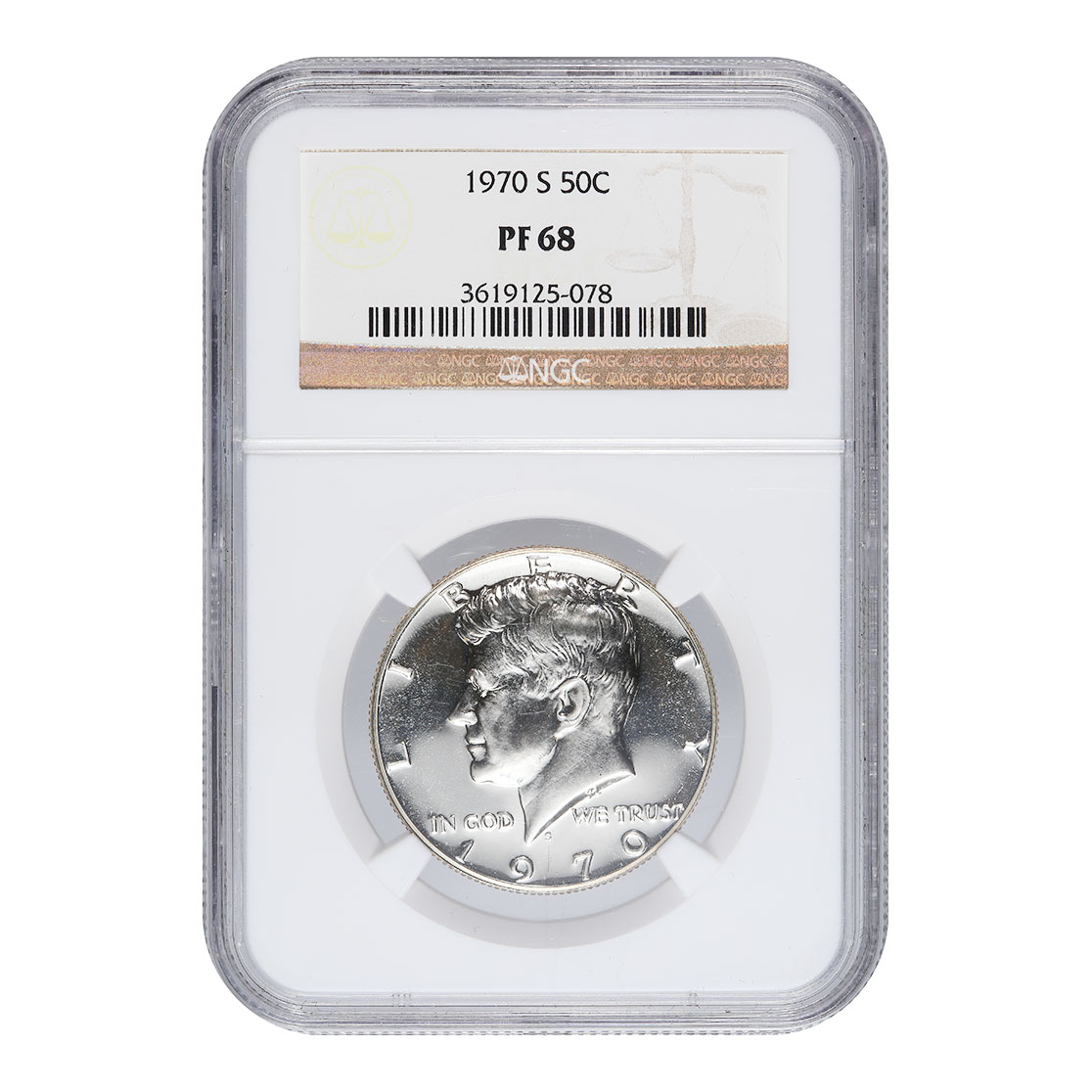 Certified Proof Kennedy Half Dollar 1970-S PF68 NGC
