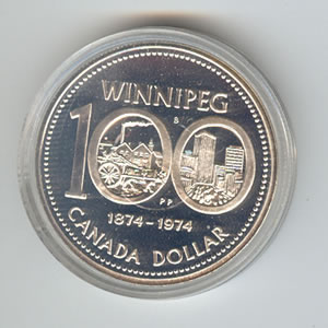 Canada 1974 silver dollar Winnipeg