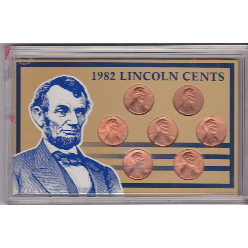 1982 Lincoln Cent 7 variety set