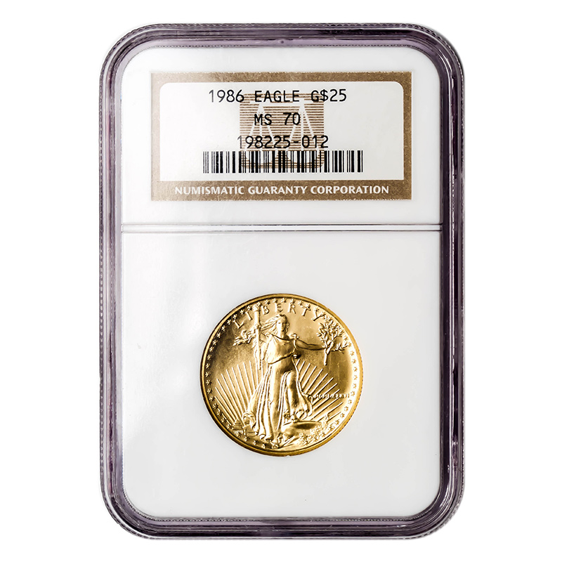 Certified American $25 Gold Eagle 1986 MS70 NGC