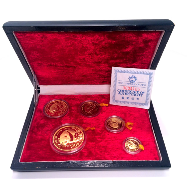 Chinese Gold Panda 5 Coin Proof Set 1987 Original Box