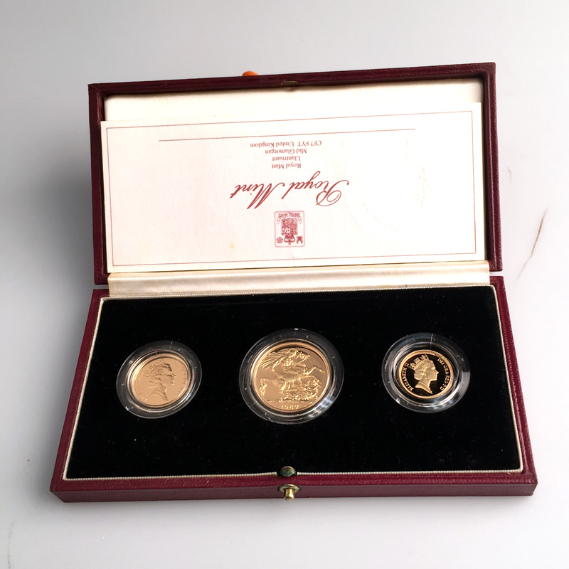 Great Britain 3 piece gold sovereign proof set 1987